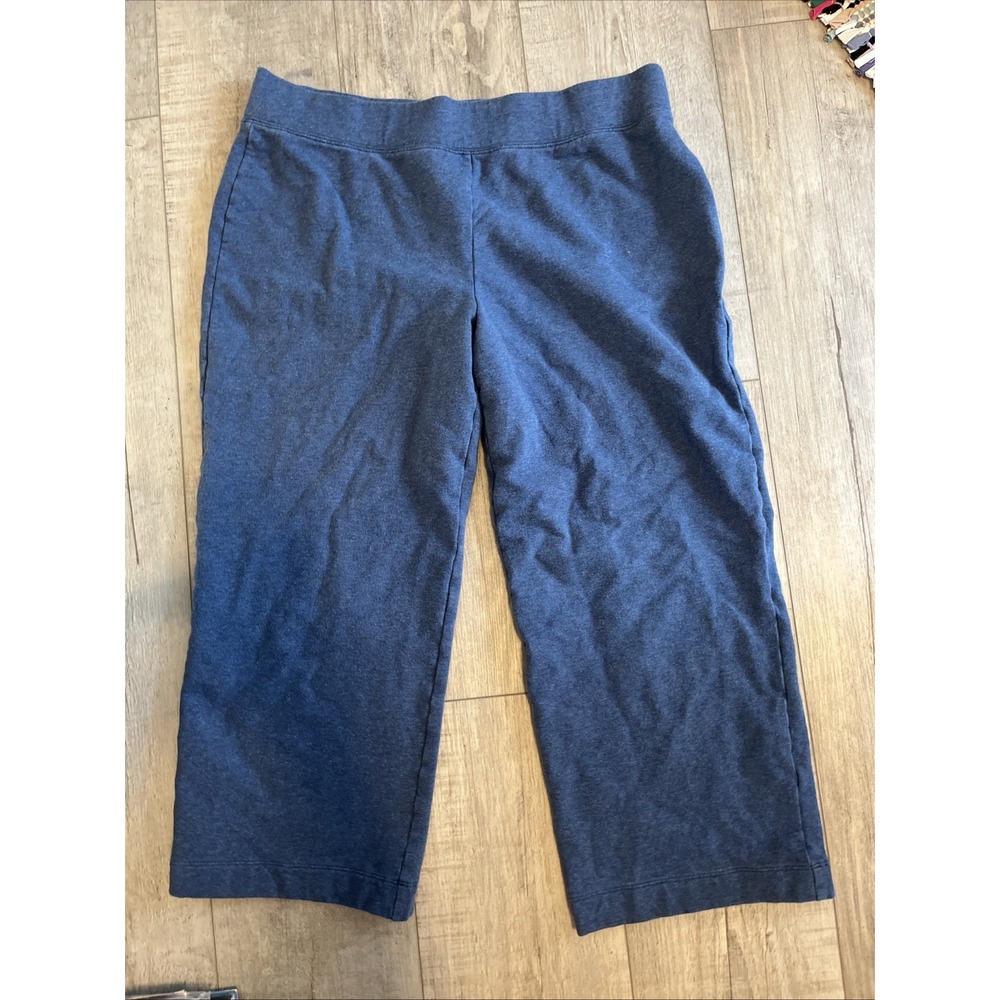 Talbots Cotton French Terry Wide Leg Lounge Pants Womens Large Blue